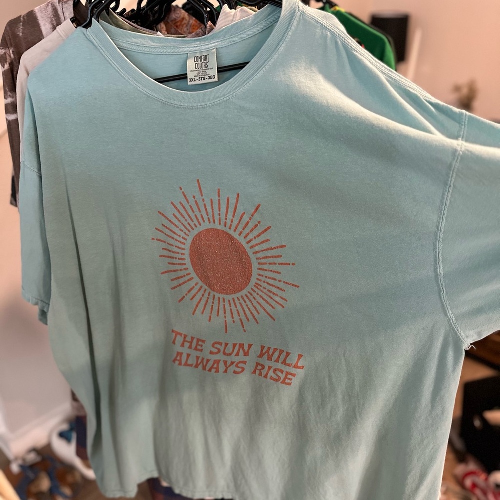 Comfort Colors Light Blue Tee with Sunburst Design